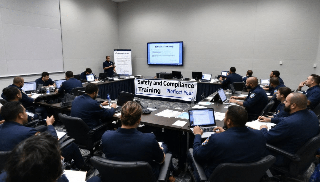 A group of drivers participating in a training program focused on safety and compliance.