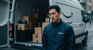 March 25, 2026 | Amazon Delivery Accidents Amazon driver in rainy urban setting.