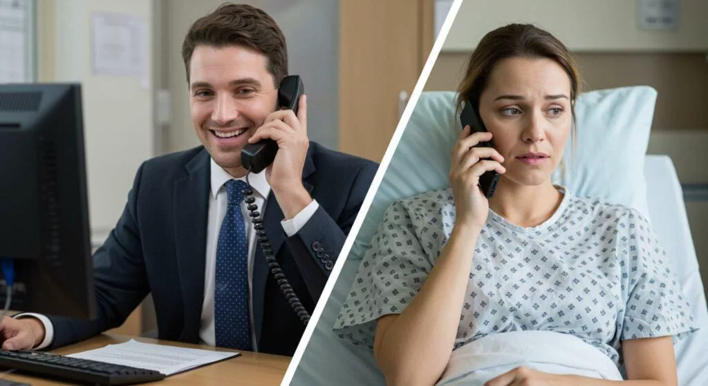 March 26, 2026 | Insurance Recorded Statements Person on phone in office and hospital