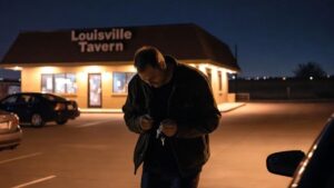 March 28, 2026 | Dram Shop Cases Person outside louisville tavern at night.