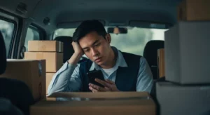 March 25, 2026 | DOT Hours‑of‑Service (HOS) Regulations, Violations, and Fines Delivery driver resting with packages.