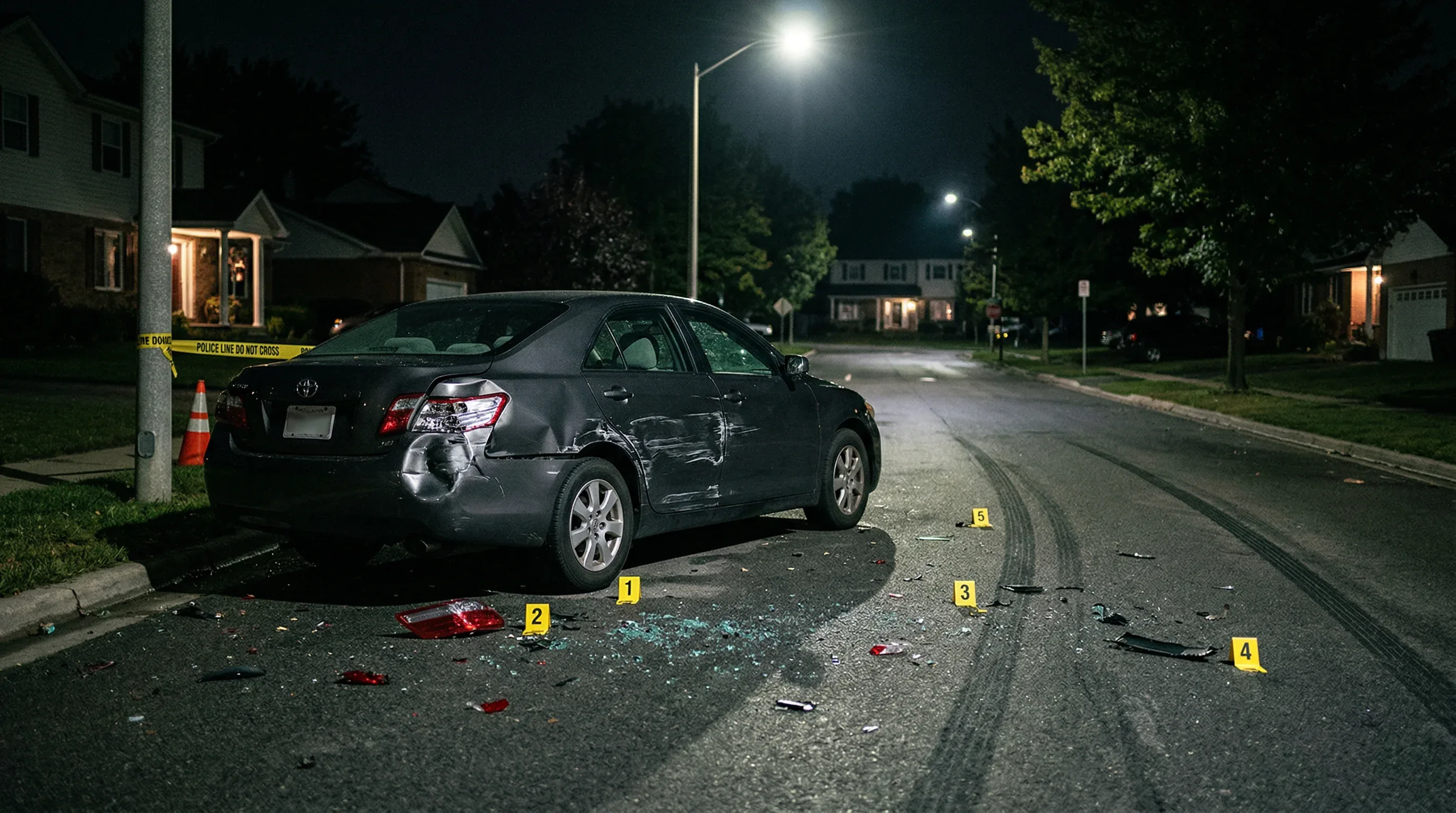 Scene of a hit-and-run accident on a kentucky road