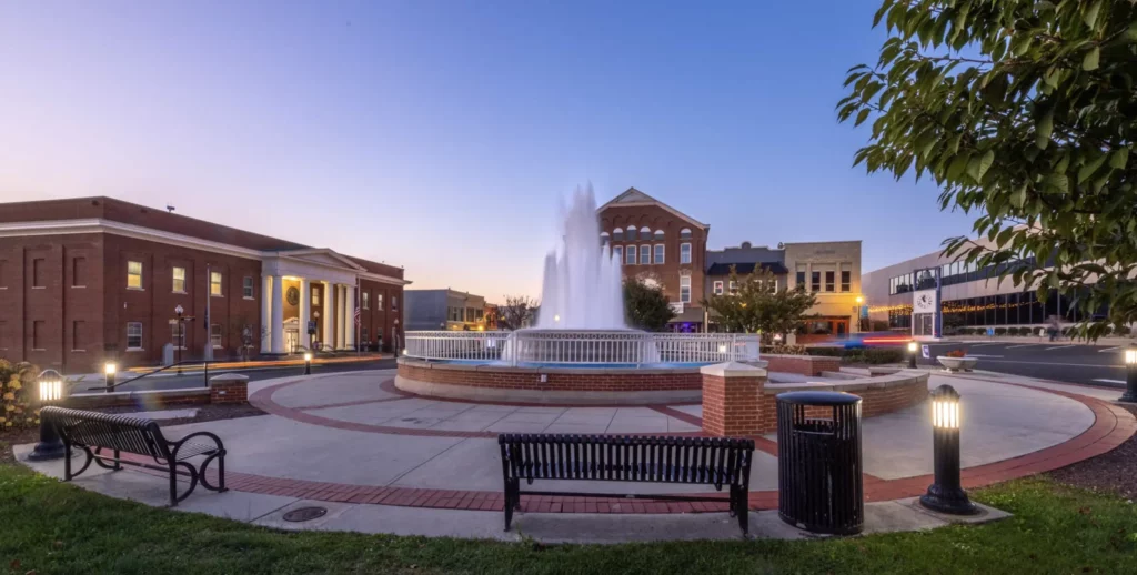 Fountain in a public plaza in Somerset