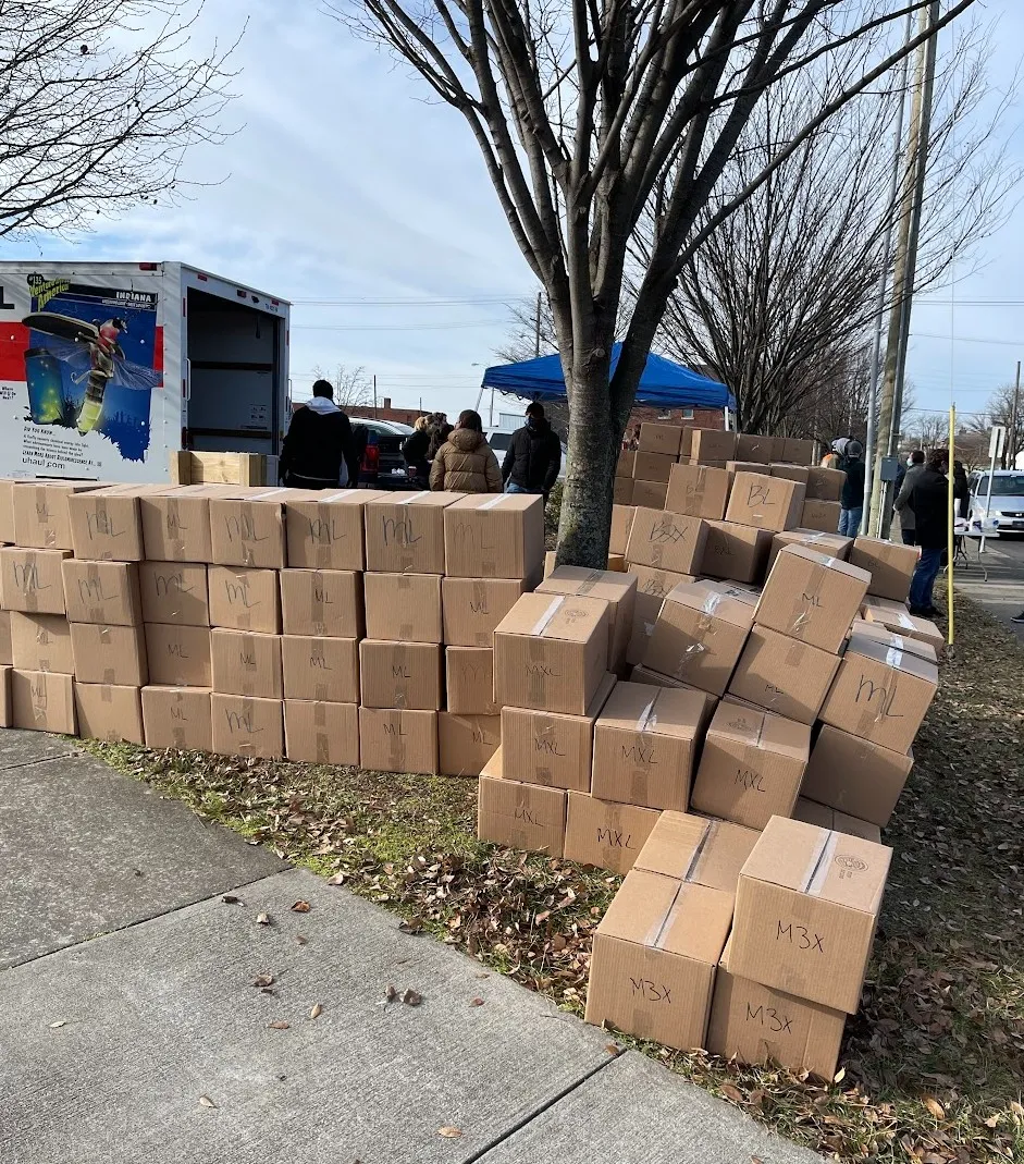 Sam cares coat drive donation event