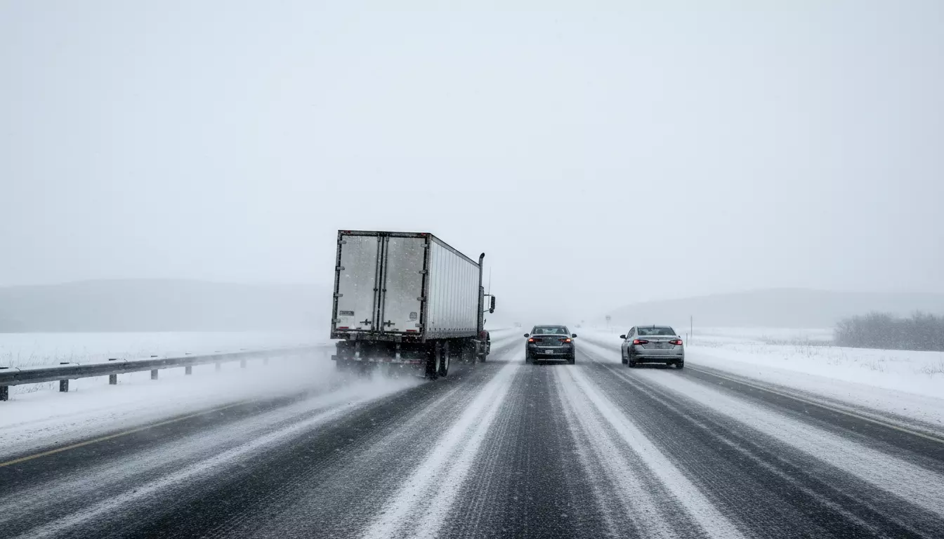 Kentucky interstate winter weather semi-truck snow