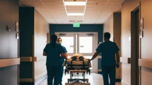 Emergency room corridor at night with patient gurney - sam aguiar injury lawyers, louisville ky