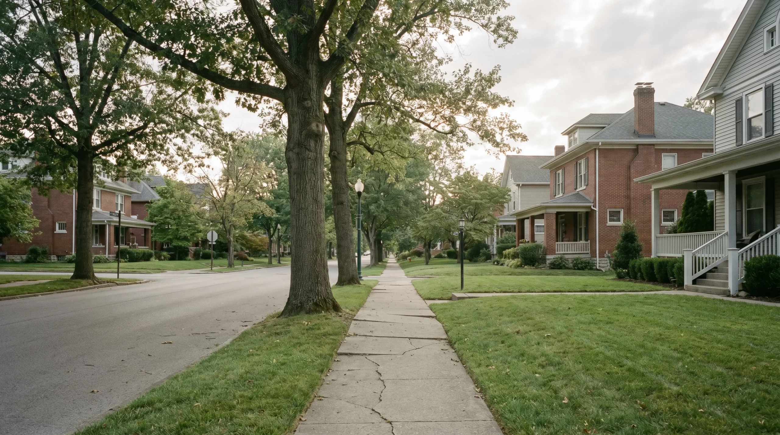 Quiet residential sidewalk in Lexington Kentucky