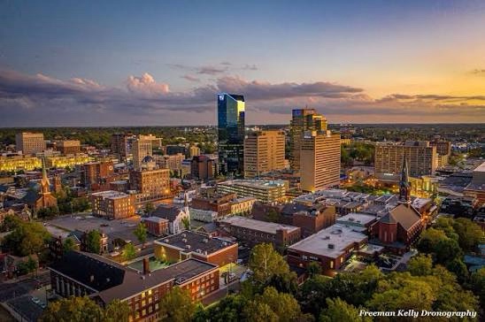 Aerial view of downtown Lexington Kentucky skyline