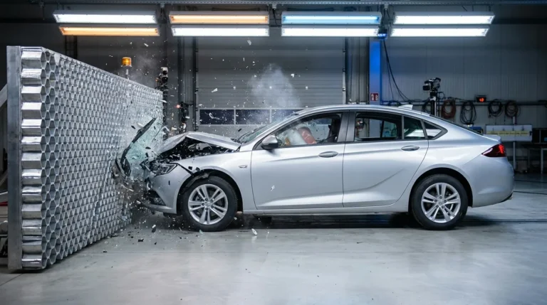 Damaged vehicle illustrating crash delta-v forces after a car accident that was not the victim's fault