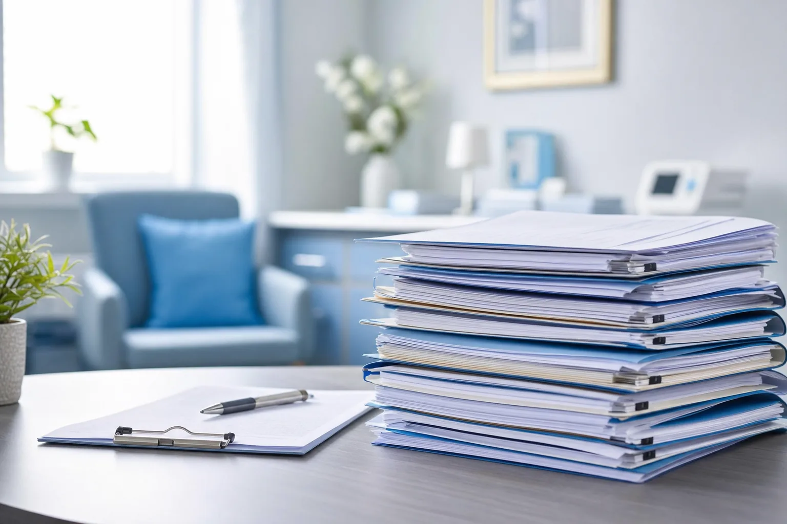 Records room at a nursing home facility where company documents are stored