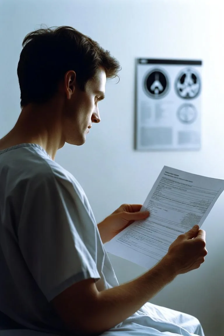 Patient reviewing an mri report in an exam room
