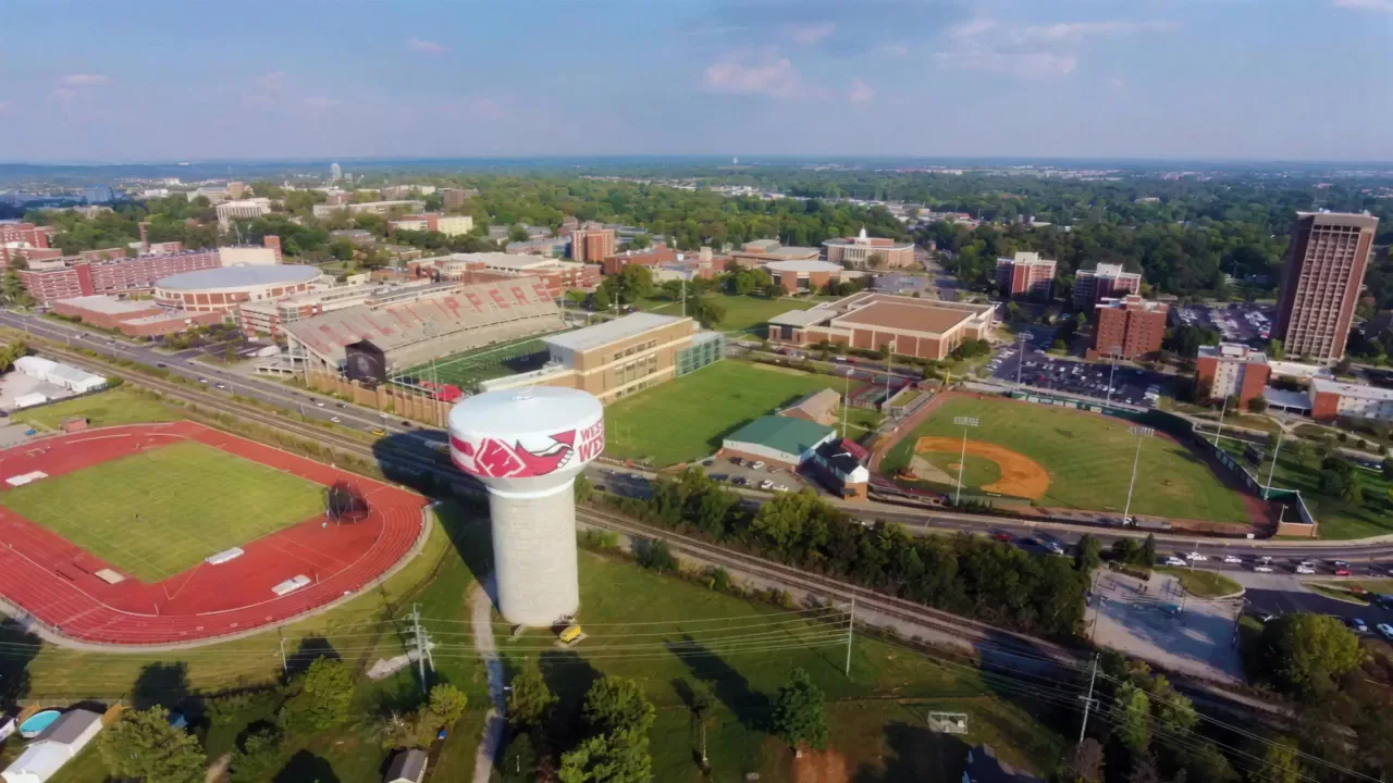 Aerial view of the Western Kentucky University campus in Bowling Green
