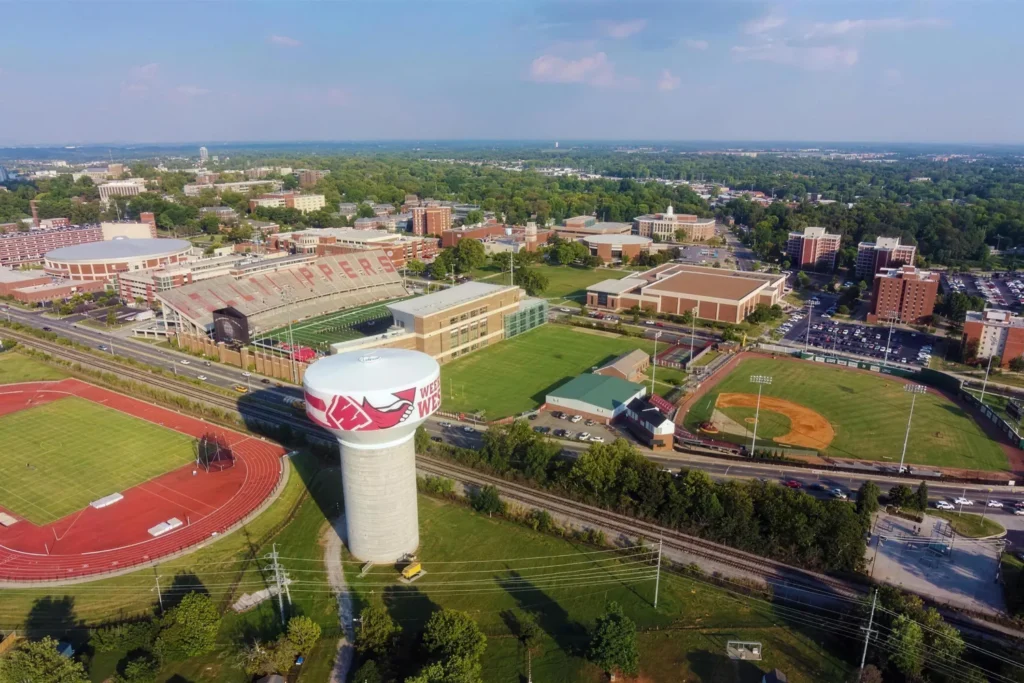 Aerial view of the Western Kentucky University campus in Bowling Green, Kentucky