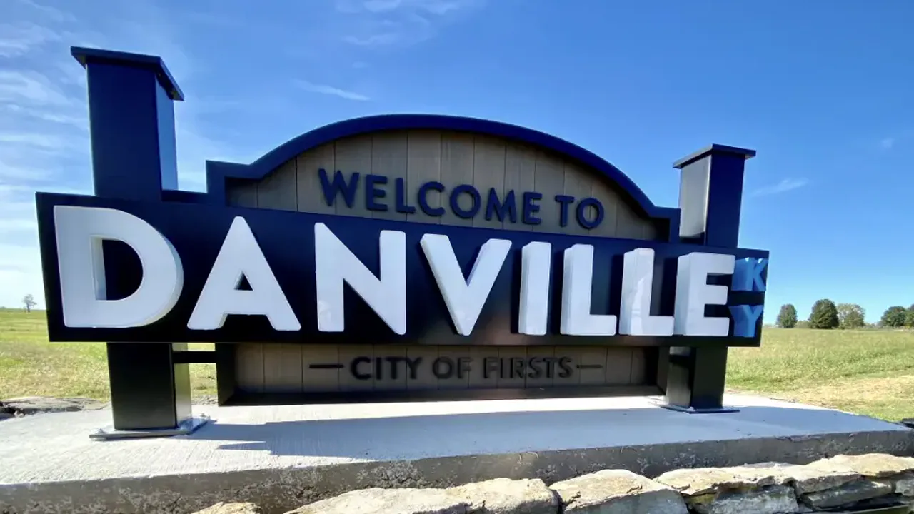 Welcome to Danville sign surrounded by flowers