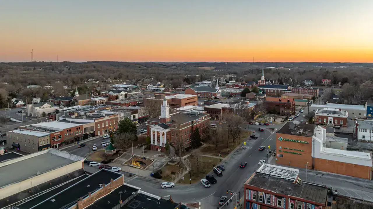 Aerial view of Glasgow, Kentucky
