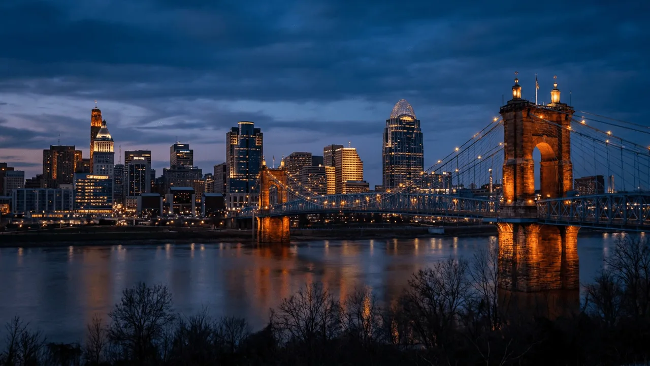 Cincinnati skyline across the Ohio River from Northern Kentucky