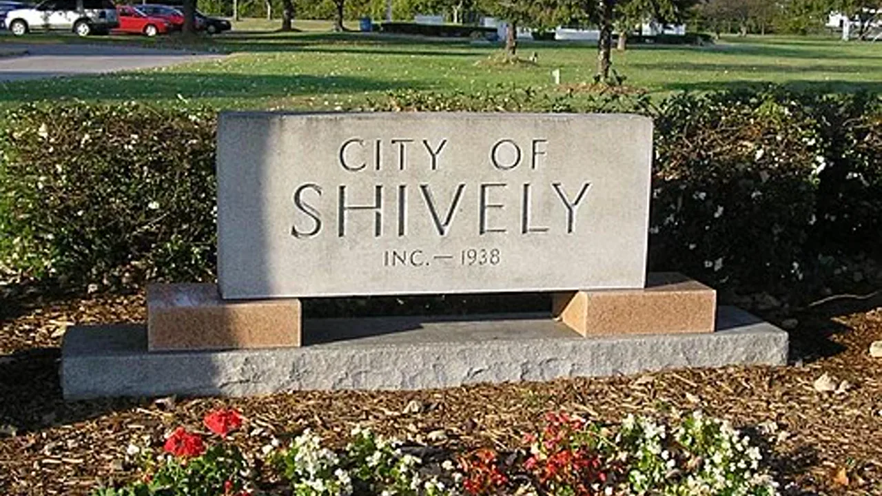 City of Shively stone sign in a landscaped lawn