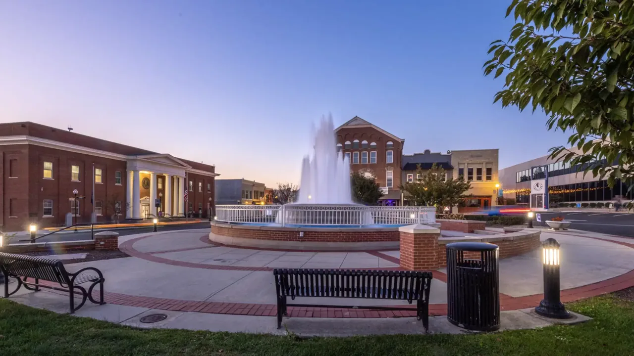 Fountain in a public plaza in Somerset